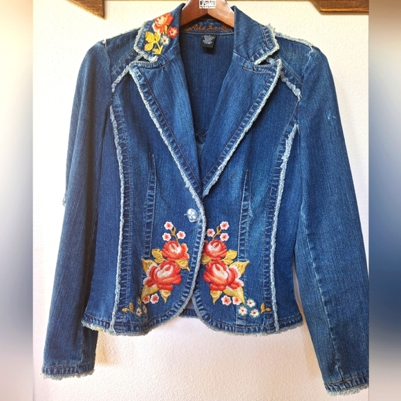 Y2K Vintage Kikit Jeans Denim Embroidered Blazer. Womens size S - Picture 1 of 5